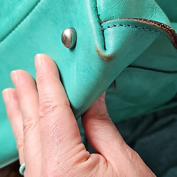 Patricia Nash Leather Cut Out Tooling Collection Cavo Floral Tote ❤️ 💙 Aqua - Picture 12 of 16